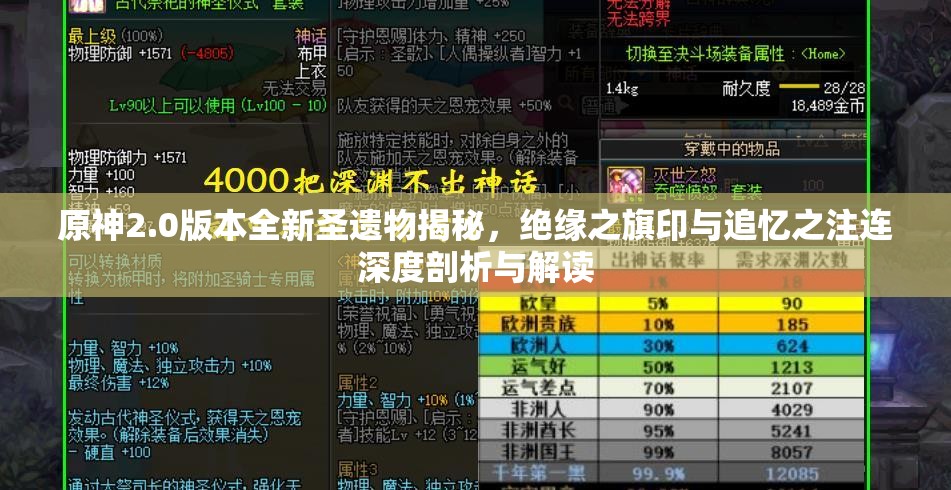 原神2.0版本全新圣遺物揭秘，絕緣之旗印與追憶之注連深度剖析與解讀