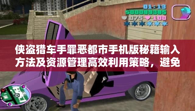 俠盜獵車手罪惡都市手機(jī)版秘籍輸入方法及資源管理高效利用策略，避免資源浪費(fèi)